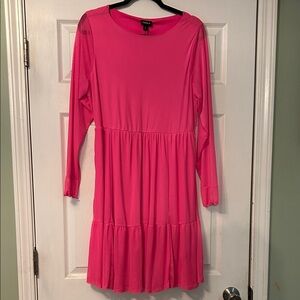 Torrid hot pink mesh ruffle tiered dress